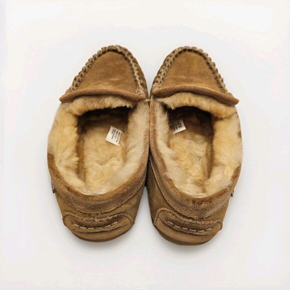 LL Bean Womens 6 M Suede Brown Wicked Good Shearling Lined Venetian Slippers - Picture 7 of 9